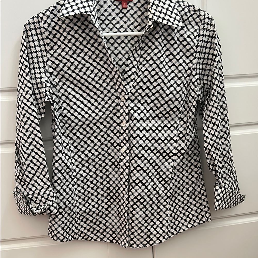 Black and White Checkered Button-Up Shirt